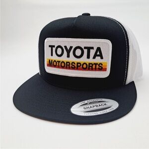 Motorsports Embroidered Patch Flat Bill Trucker Mesh Snapback Cap Hat